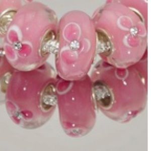 Pink Flower Sparkle Charm